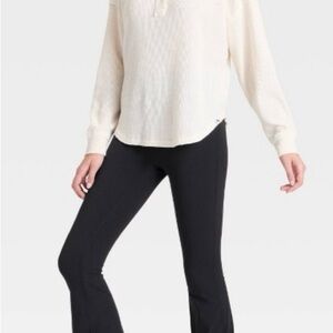 JoyLab Cream Long Sleeve Ribbed Top